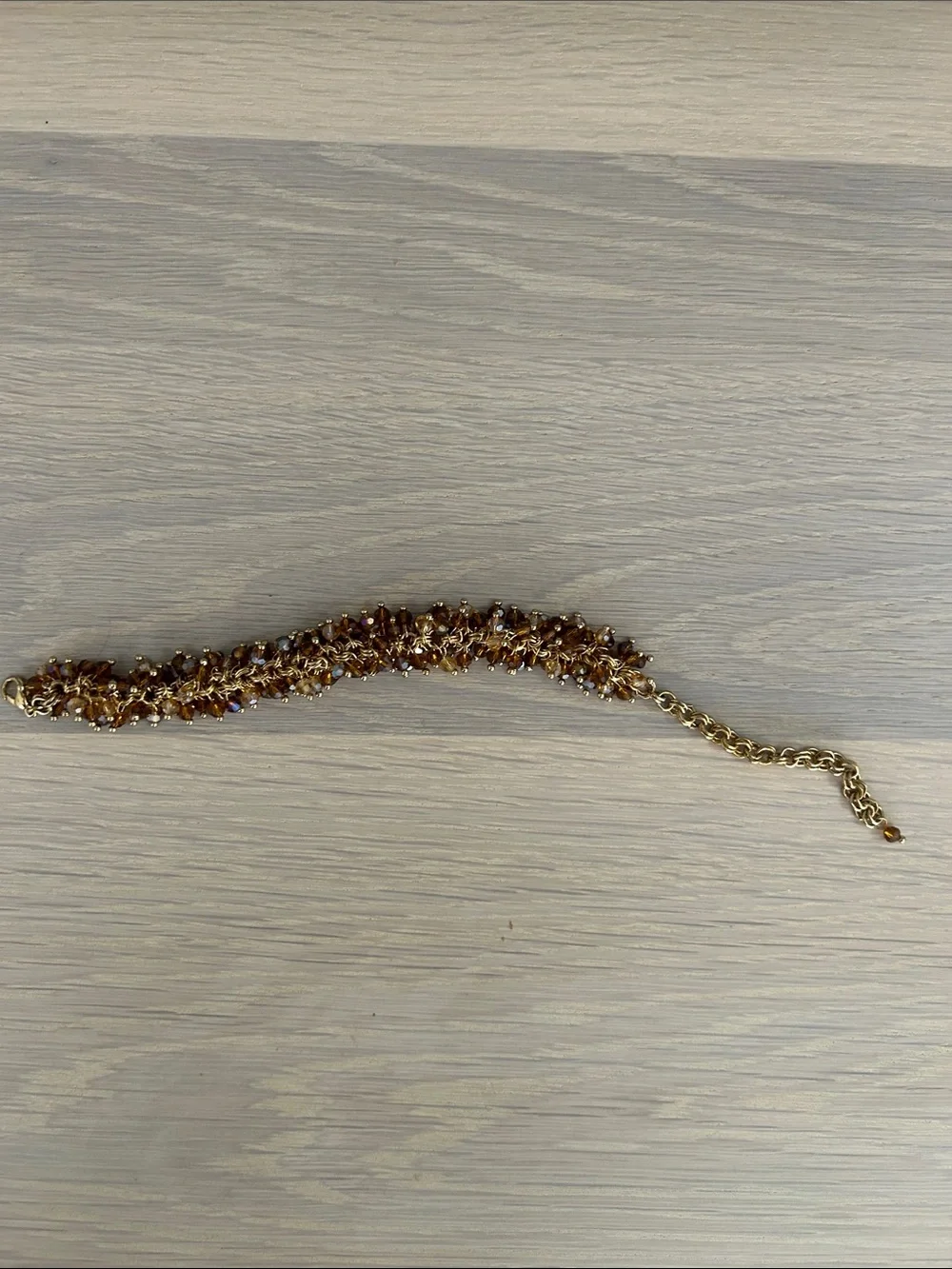 Gold Beaded Cluster Bracelet - Amber Tones